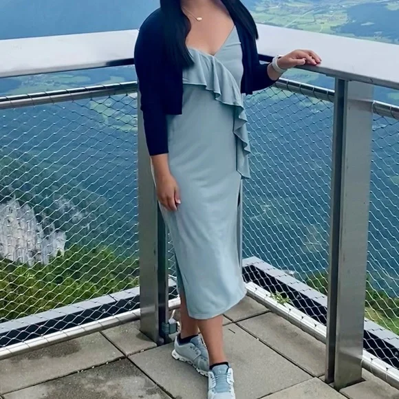 H&M Light Blue-Grey Flounce-Detail Slip Dress - Picture 11 of 11